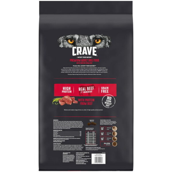 CRAVE Grain Free Adult Dry Dog Food with Protein from Beef, 22 lb. Bag - Image 2