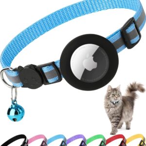 Airtag Cat Collar Breakaway, Reflective Kitten Collar with Apple Air Tag Holder and Bell