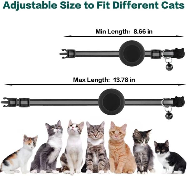 Airtag Cat Collar Breakaway, Reflective Kitten Collar with Apple Air Tag Holder and Bell - Image 2