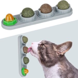 Catnip Ball for Cats Wall, 4 Pack, Silvervine Balls, Edible Toys, Lick Safe Healthy Kitten