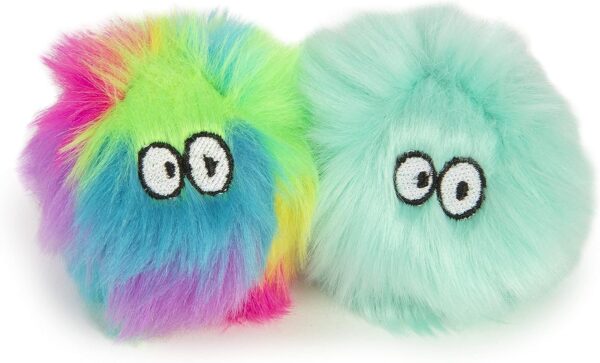 (2 Count Fuzzy Friends Plush Catnip Ball Cat Toys – Rainbow/Turquoise, 2 Count - Image 2