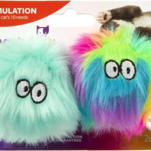 (2 Count Fuzzy Friends Plush Catnip Ball Cat Toys – Rainbow/Turquoise, 2 Count