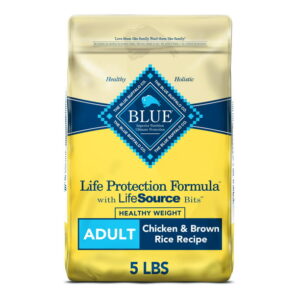 Blue Buffalo Life Protection Formula Healthy Weight Chicken and Brown Rice Dry Dog Food for Adult Dogs, Whole Grain, 5 lb. Bag