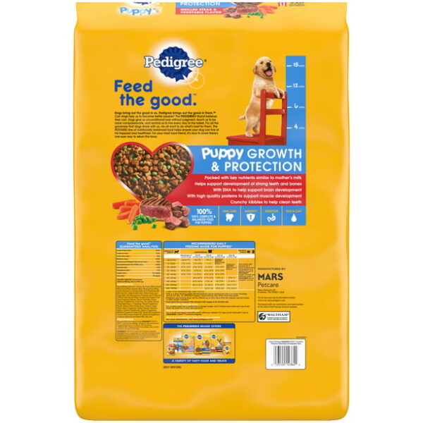 Pedigree Puppy Growth & Protection Grilled Steak & Vegetable Flavor Dry Dog Food for Puppy, 14 lb. Bag - Image 2